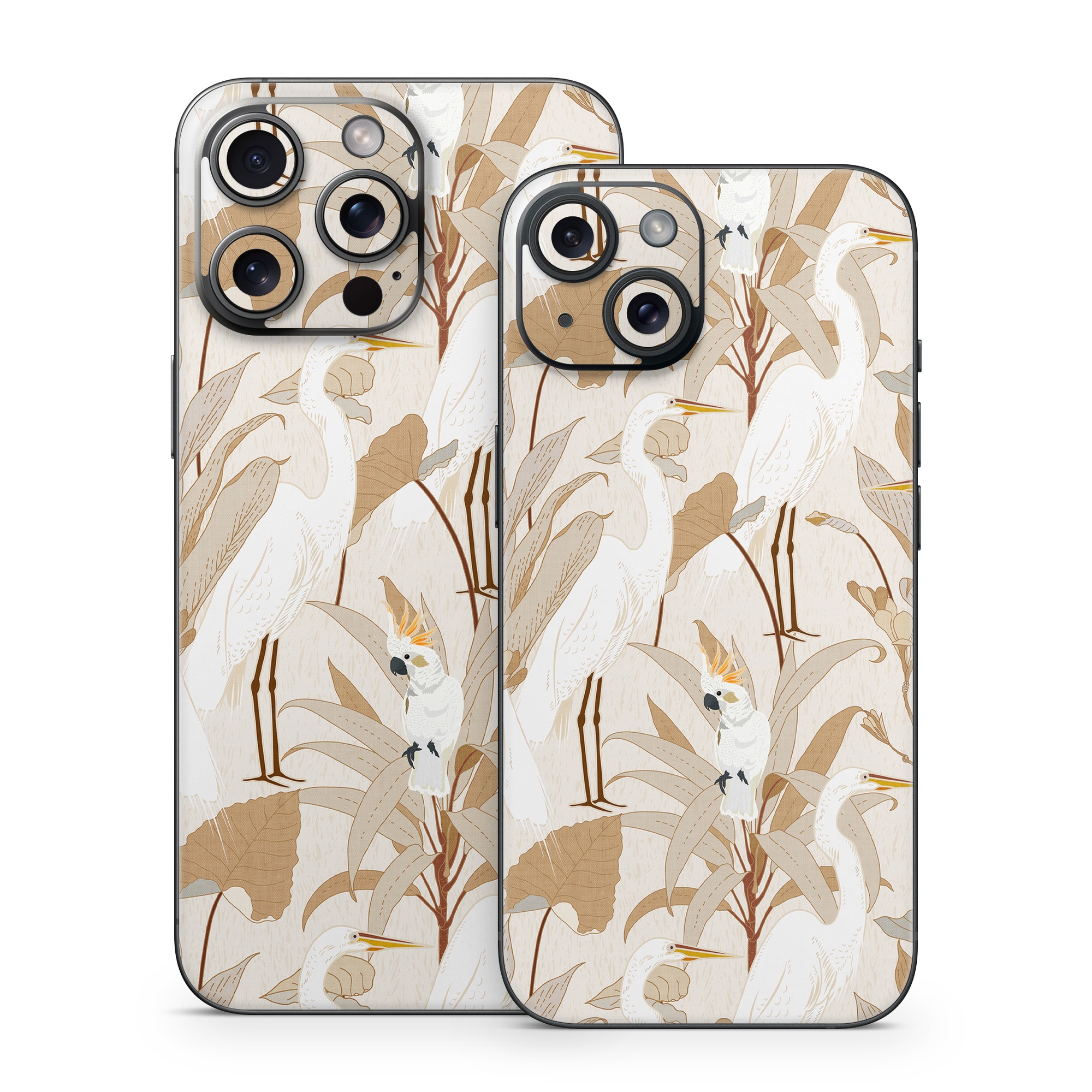 iPhone 15 Series Skin design of Plant, Branch, Organism, Twig, Art, Fawn, Painting, Tail, Pattern, Illustration, with white, brown, gray, yellow, orange colors