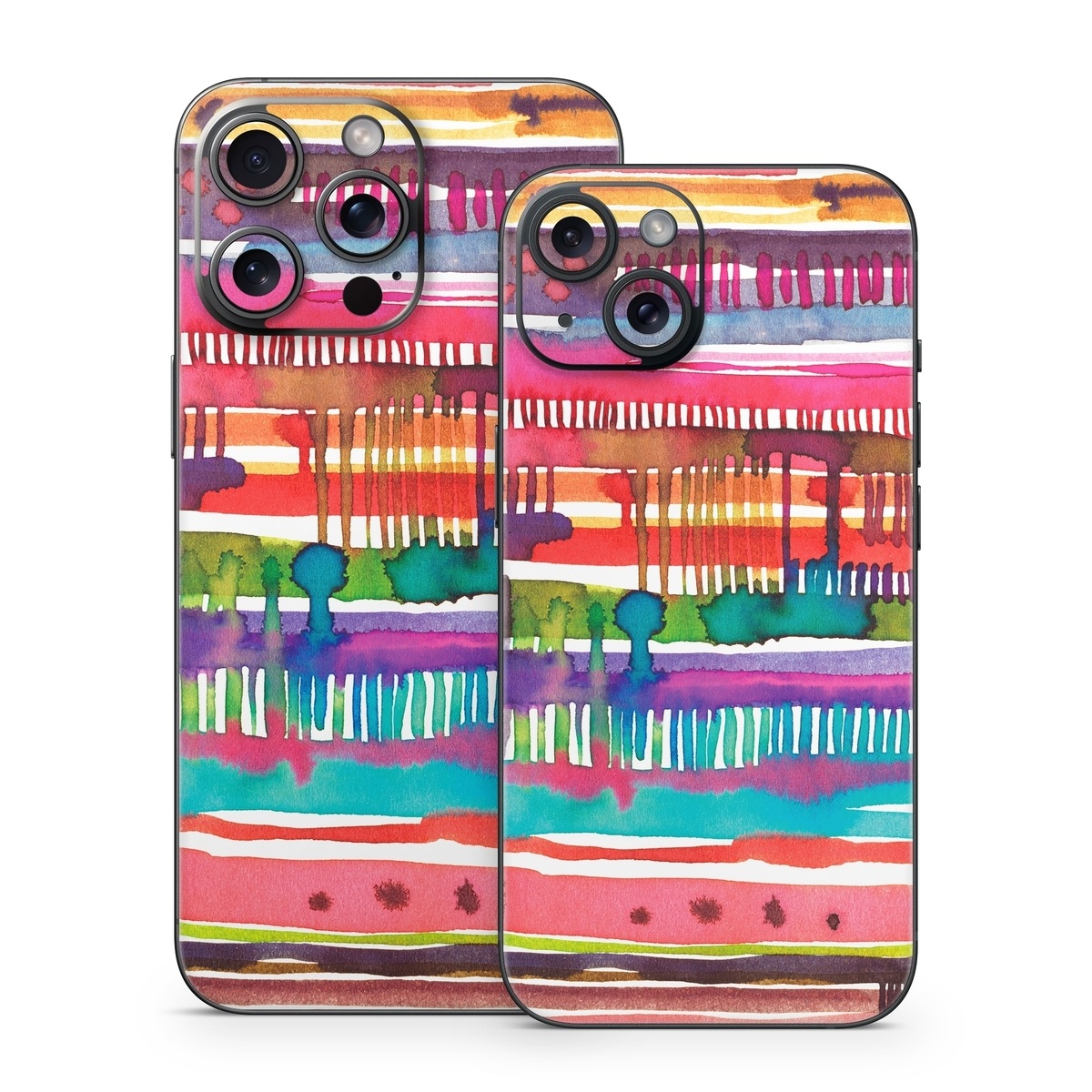 iPhone 15 Series Skin design of Textile, Art, Magenta, Hair accessory, with white, red, orange, yellow, green, blue, purple, brown, pink colors