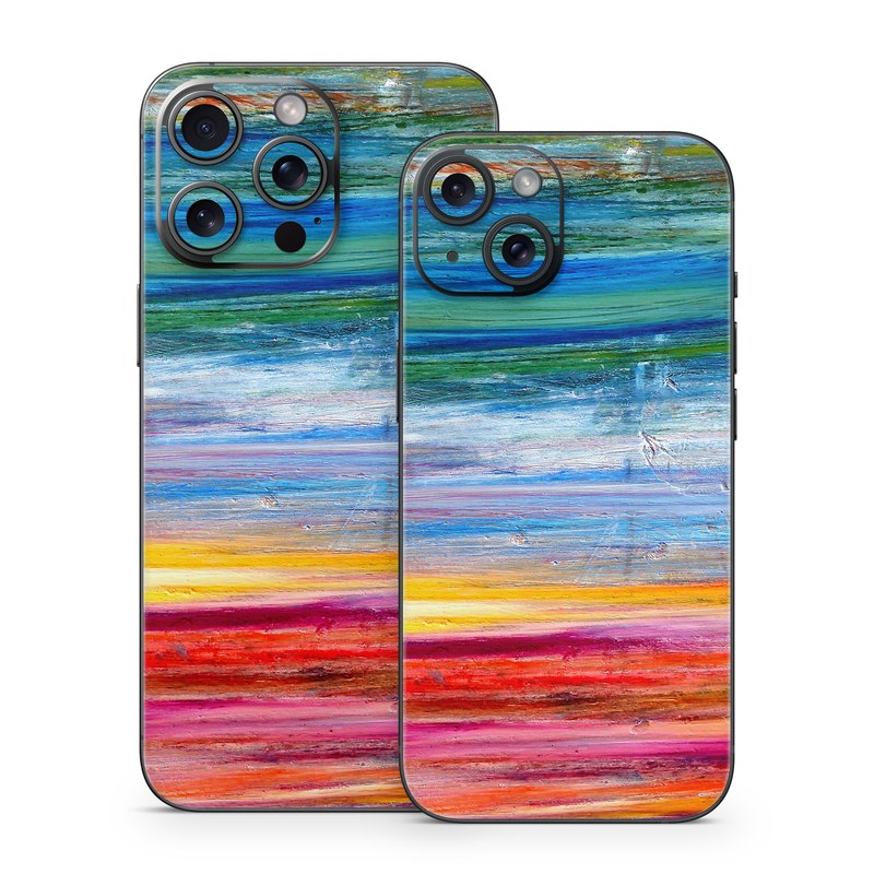iPhone 15 Series Skin design of Sky, Painting, Acrylic paint, Modern art, Watercolor paint, Art, Horizon, Paint, Visual arts, Wave, with gray, blue, red, black, pink colors