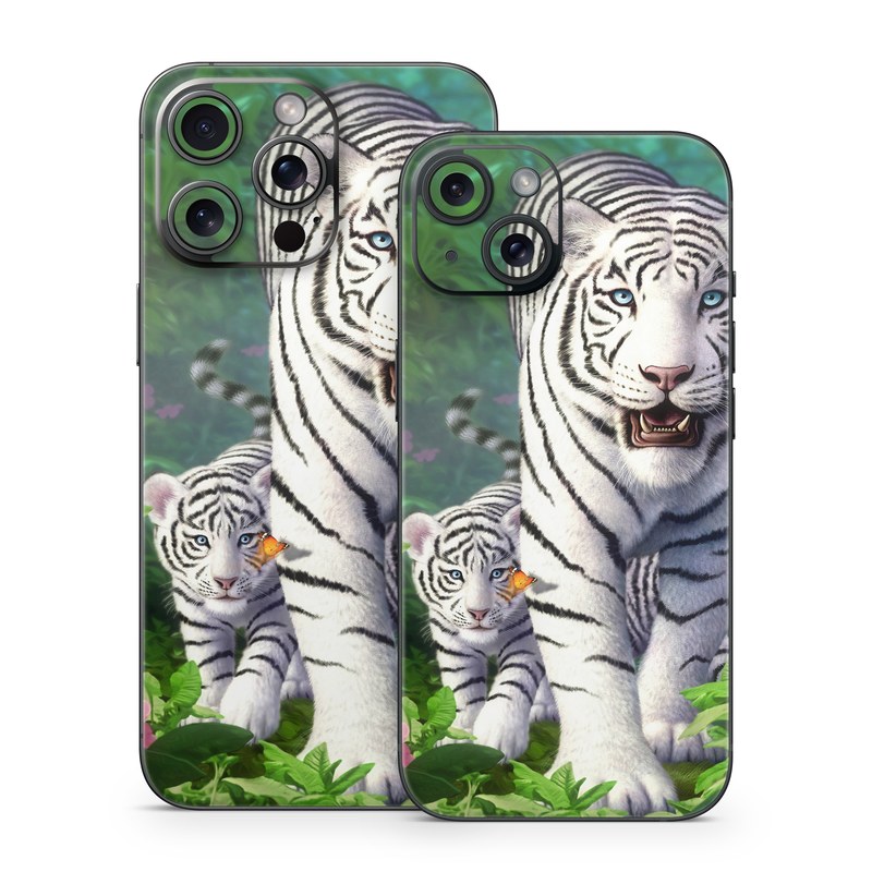 iPhone 15 Series Skin design of Plant, Eye, Plant community, Vertebrate, Felidae, Leaf, Botany, Carnivore, Organism, Terrestrial plant, with white, black, blue, green, pink, yellow colors