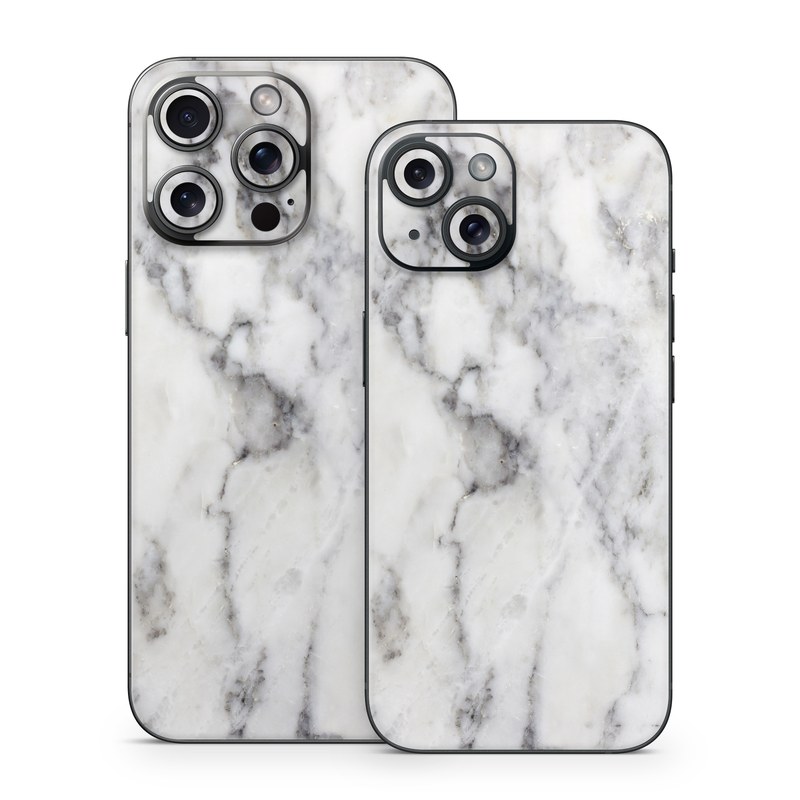 iPhone 15 Series Skin design of White, Geological phenomenon, Marble, Black-and-white, Freezing, with white, black, gray colors