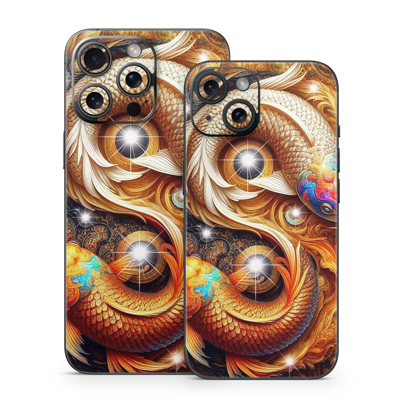 iPhone 15 Series Skin design of Fractal art, Graphic design, Design, Fictional character, Graphics, Mythical creature, Modern art, Scaled reptiles, Mythology, Serpent, with red, orange, yellow, brown, blue, green, white, black colors