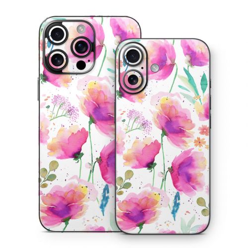 Abstract Pink Poppies iPhone 16 Series Skin