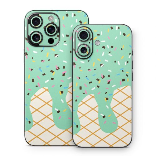 Mint Chocolate Chip Ice Cream Drip iPhone 16 Series Skin