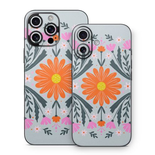 Pink and Orange Flowers iPhone 16 Series Skin