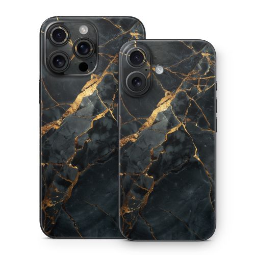 Repaired Black Marble iPhone 16 Series Skin