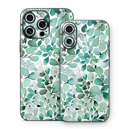 Watercolor Eucalyptus Leaves iPhone 16 Series Skin