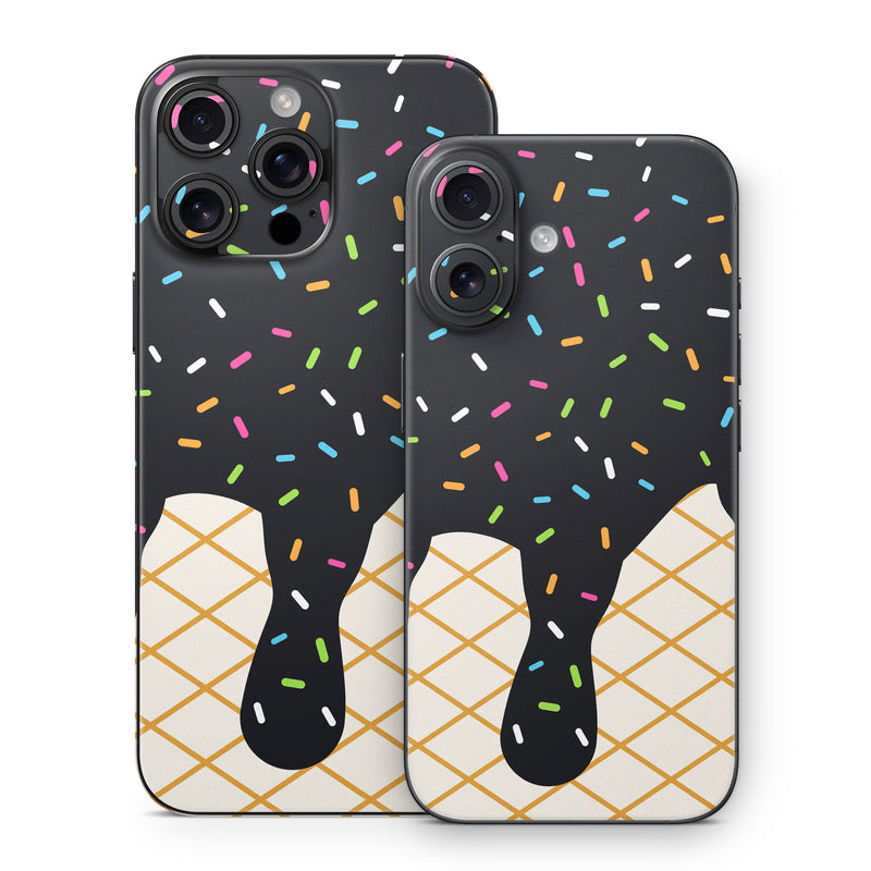iPhone 16 Series Skin design of Orange, Graphics, Polka dot, with white, brown, yellow, black, green, pink, orange, blue colors