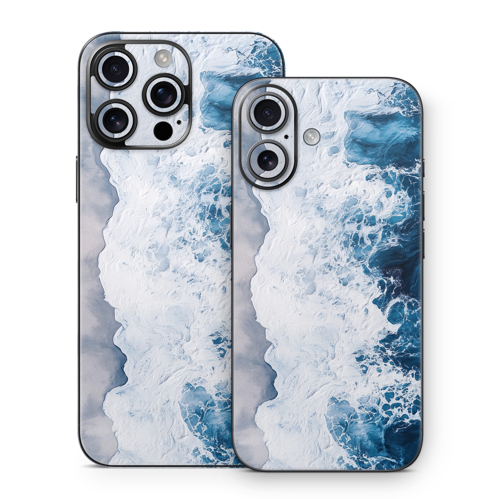 iPhone 16 Series Skin design of Water, Atmosphere, Water resources, Cloud, Liquid, Azure, Fluid, Natural landscape, Wind wave, Sky, with black, blue, white, gray colors