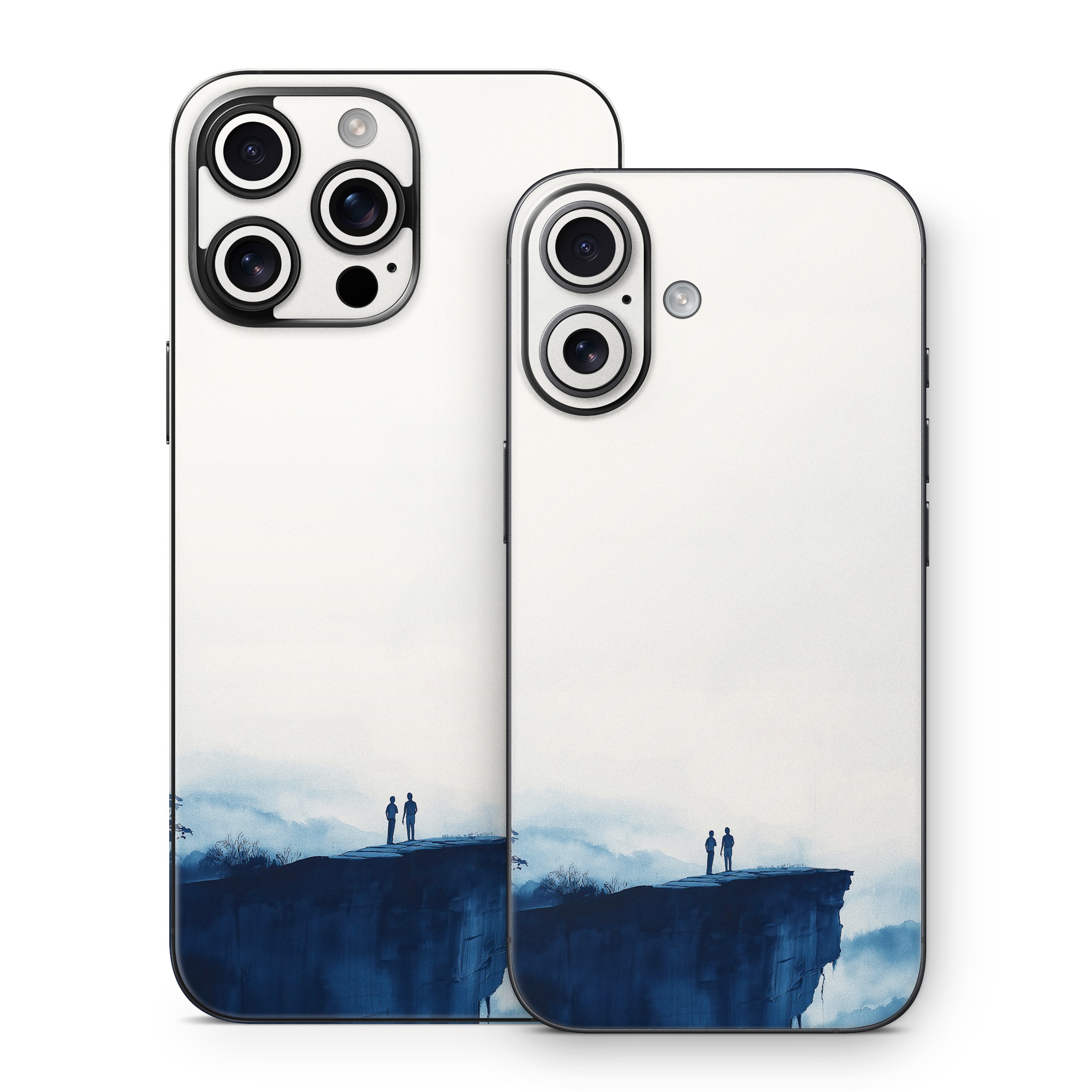 iPhone 16 Series Skin design of Cloud, Water, Sky, Slope, Mountain, Terrain, People in nature, Horizon, Landscape, Calm, with black, blue, white, gray colors