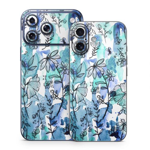 Blue Ink Floral iPhone 17 Series Skin