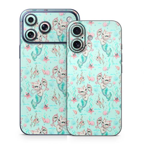 Merkittens with Pearls Aqua iPhone 17 Series Skin