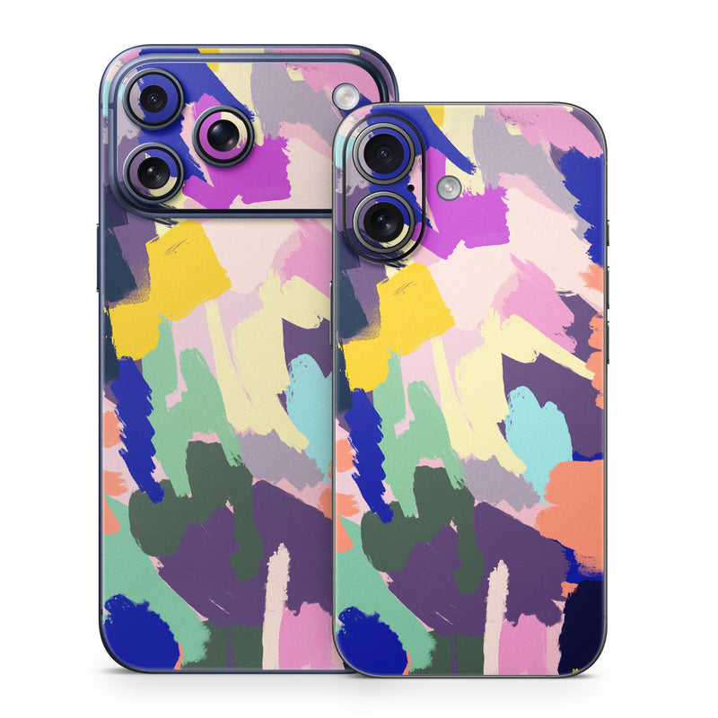 iPhone 17 Series Skin design of Blue, Orange, Pink, Paint, Art Paint, Creative arts, Graphics, Modern art, with yellow, green, orange, blue, purple, black colors