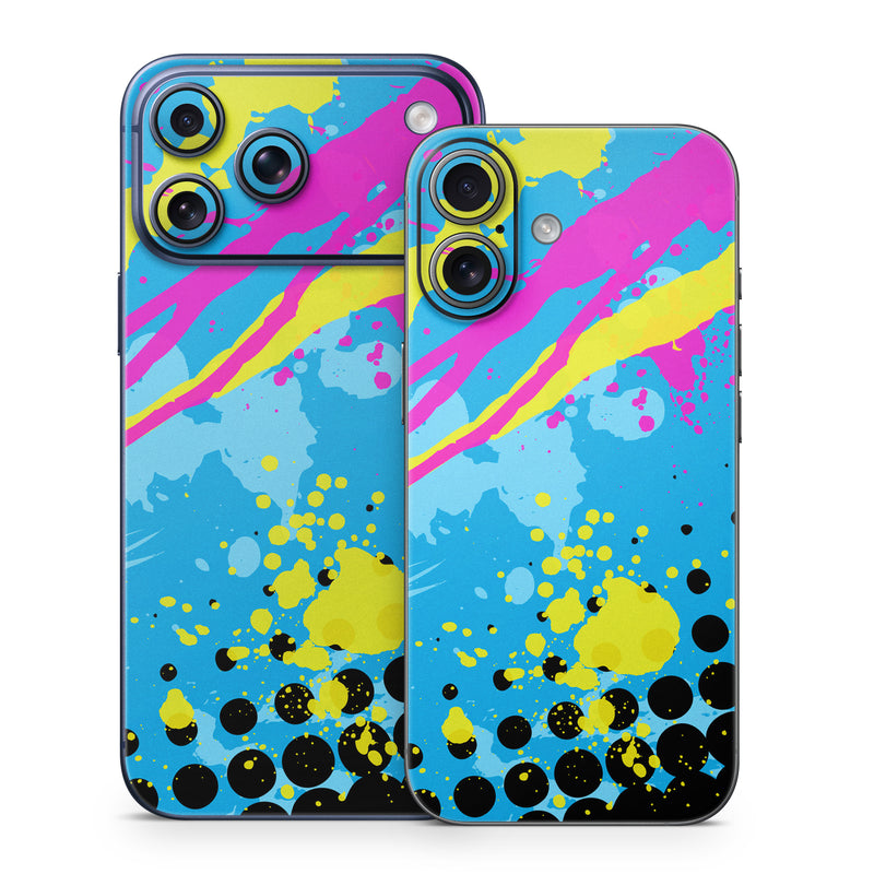 iPhone 17 Series Skin design of Blue, Colorfulness, Graphic design, Pattern, Water, Line, Design, Graphics, Illustration, Visual arts, with blue, black, yellow, pink colors