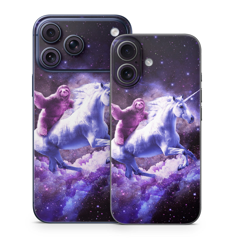 iPhone 17 Series Skin design of Purple, Unicorn, Fictional character, Violet, Mythical creature, Illustration, Sky, Graphic design, Space, Constellation, with black, white, blue, purple, gray, brown colors