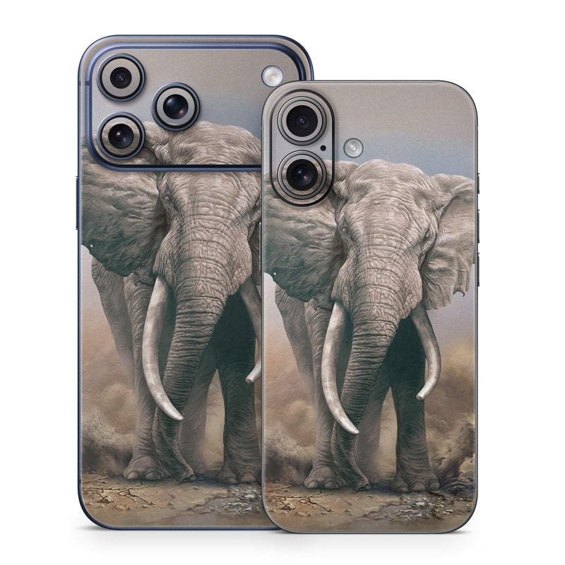 iPhone 17 Series Skin design of Elephants and Mammoths, Terrestrial animal, Indian elephant, African elephant, Wildlife, Tusk, Snout, Organism, Working animal, Illustration, with brown, gray, white colors