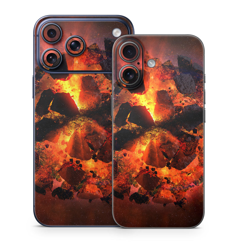 iPhone 17 Series Skin design of Flame, Heat, Fire, Space, Atmosphere, Charcoal, Explosion, Geological phenomenon, Ash, Graphics, with black, red colors