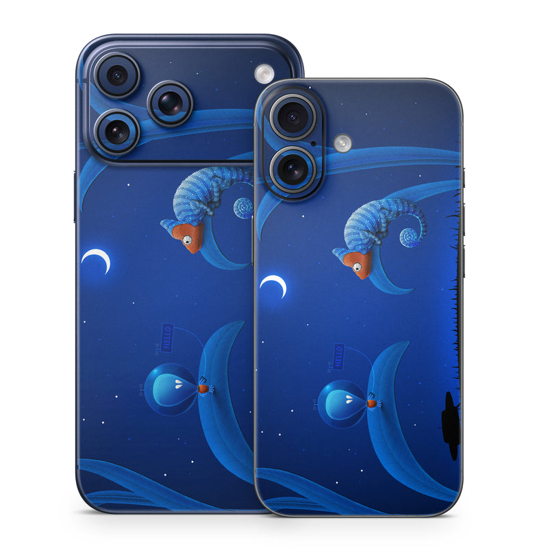 iPhone 17 Series Skin design of Organism, Astronomical object, Space, Illustration, Night, Graphics, with black, blue, orange colors