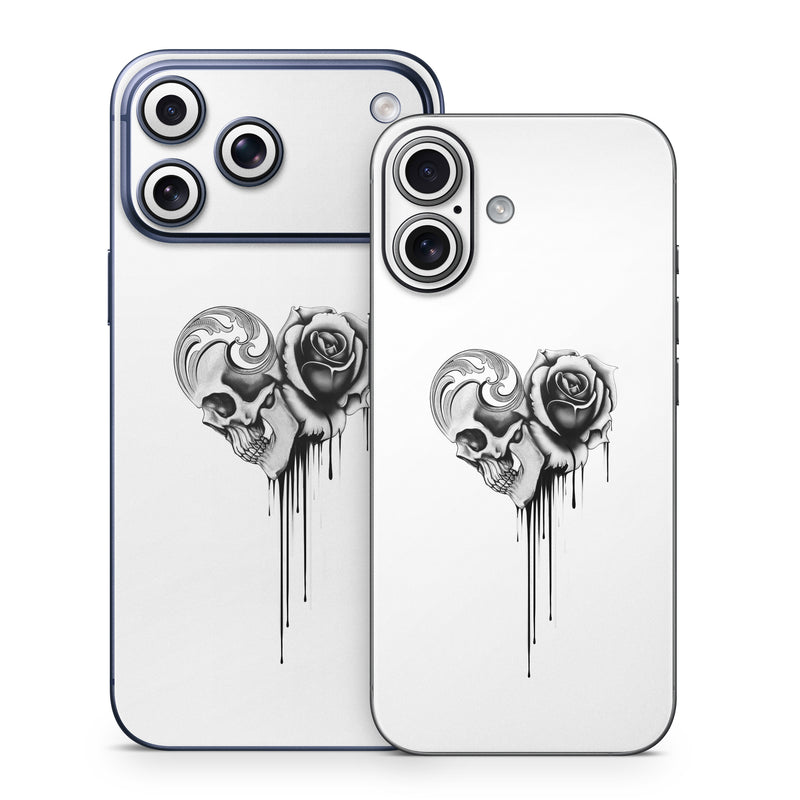 iPhone 17 Series Skin design of Black-and-white, Illustration, Monochrome, Rose, Plant, Style, Metal, Drawing, with white, black, gray colors