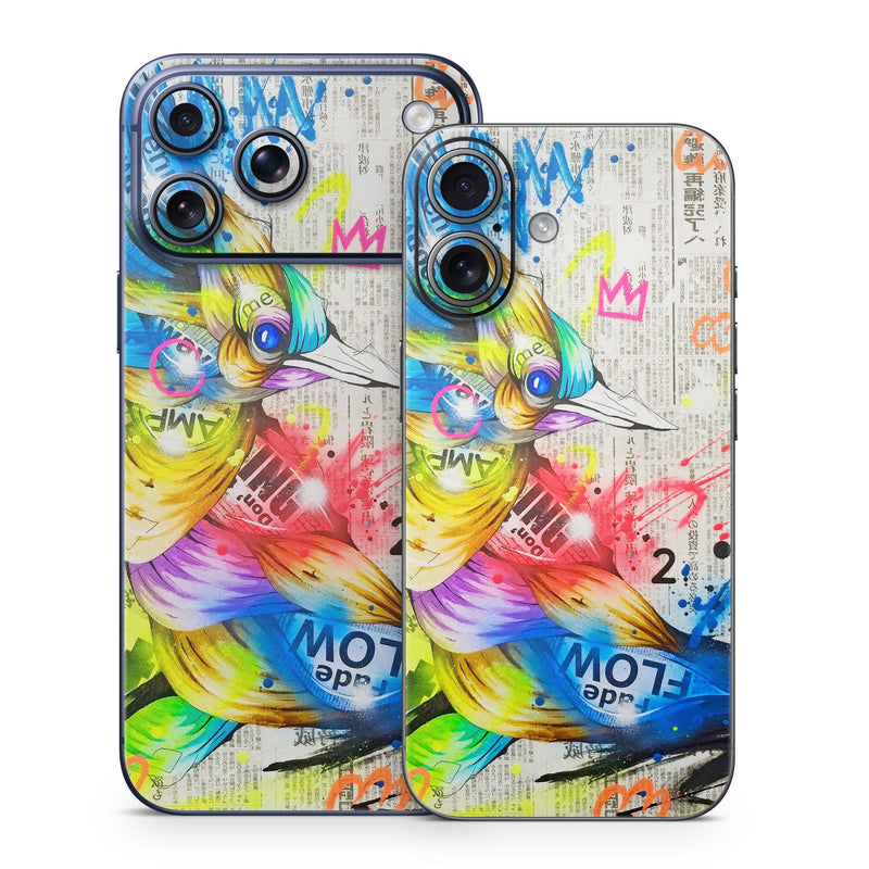 iPhone 17 Series Skin design of Graphic design, Font, Art, Graphics, Illustration, with blue, red, orange, pink, white, black, yellow, green colors