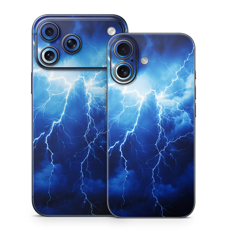 iPhone 17 Series Skin design of Thunder, Sky, Atmosphere, Daytime, Cloud, Water, Lightning, Light, Azure, Natural environment, with black, blue colors