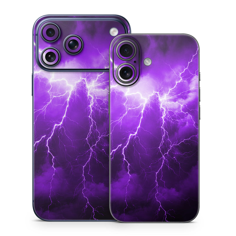 iPhone 17 Series Skin design of Sky, Lightning, Thunder, Atmosphere, Thunderstorm, Daytime, Purple, Light, Cloud, Nature, with black, purple colors
