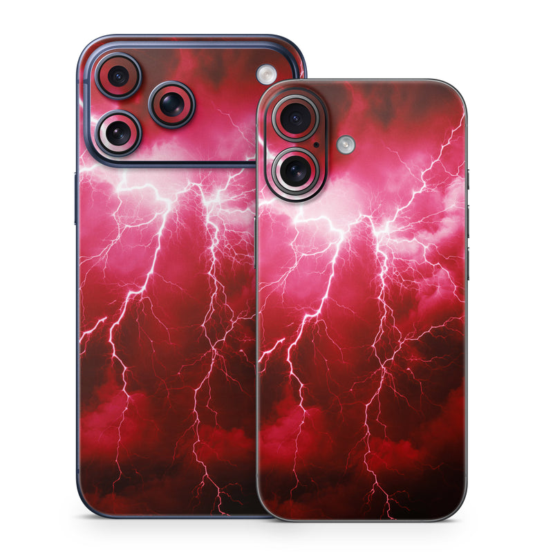 iPhone 17 Series Skin design of Thunder, Atmosphere, Sky, Light, Purple, Lighting, Water, Thunderstorm, Electricity, Pink, with black, red colors