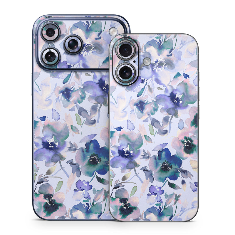 iPhone 17 Series Skin design of Blue, Flower, Petal, Pink, Purple, Wildflower, Watercolor painting, Floral design, Lobelias, Borages, with white, purple, black, pink, green colors