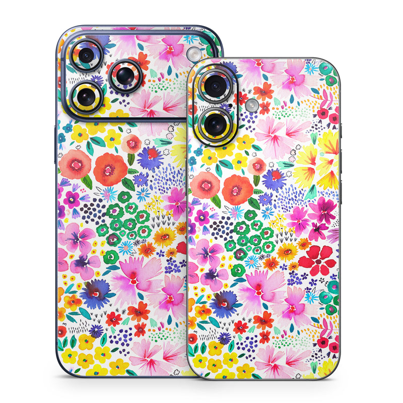 iPhone 17 Series Skin design of Colorfulness, Flower, Pink, Art, Magenta, Pattern, Creative arts, Petal, Symmetry, Electric blue, with white, pink, green, red, blue, purple, yellow, orange colors