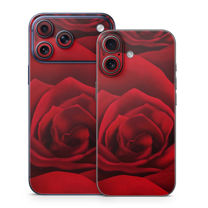iPhone 17 Series Skin design of Red, Garden roses, Rose, Petal, Flower, Nature, Floribunda, Rose family, Close-up, Plant, with black, red colors