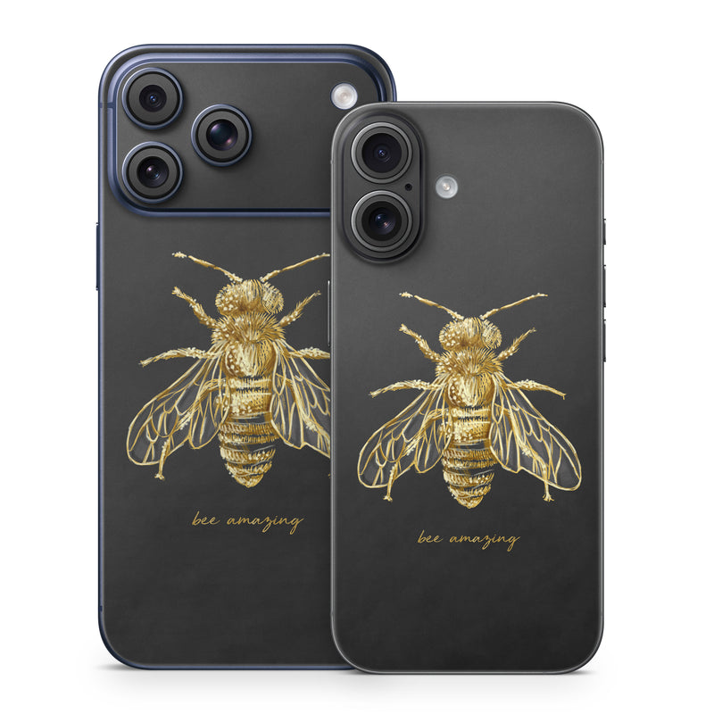 iPhone 17 Series Skin design of Insect, Invertebrate, Membrane-winged insect, Arthropod, Pest, Net-winged insects, Bee, Cicada, Macro photography, Pollinator, with black, yellow, white colors