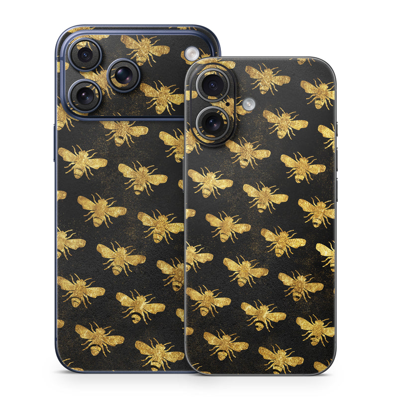 iPhone 17 Series Skin design of Pattern, Yellow, Flower, Design, Plant, Wildflower, Textile, Metal, with black, yellow colors