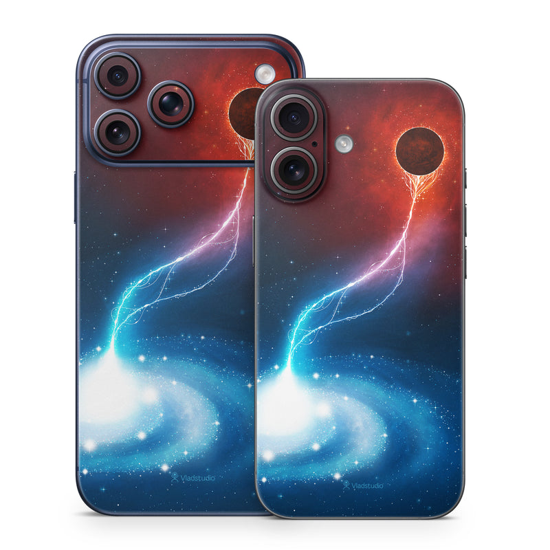 iPhone 17 Series Skin design of Outer space, Atmosphere, Astronomical object, Universe, Space, Sky, Planet, Astronomy, Celestial event, Galaxy, with blue, red, black colors