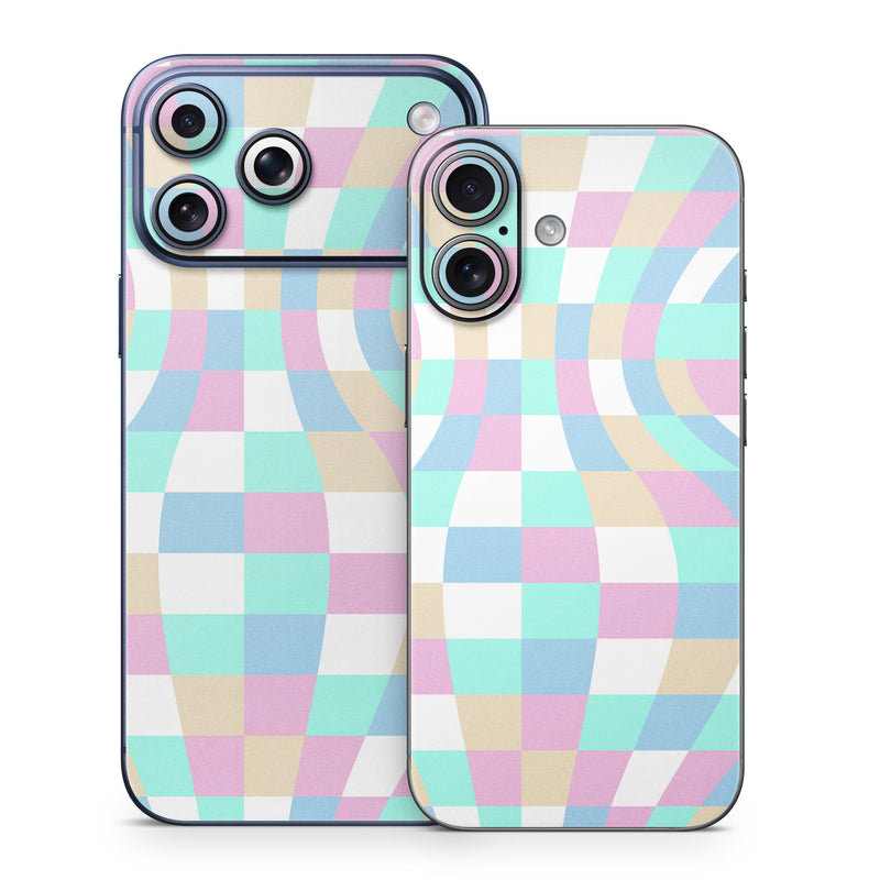 iPhone 17 Series Skin design of Azure, Textile, Rectangle, Art, Pink, Painting, Aqua, Font, Magenta, Material property, with white, blue, pink colors