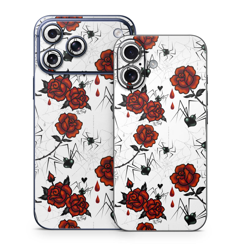 iPhone 17 Series Skin design of Red, Pattern, Flower, Plant, Design, Floral design, Petal, Coquelicot, Wildflower, Rose, with black, white, red colors