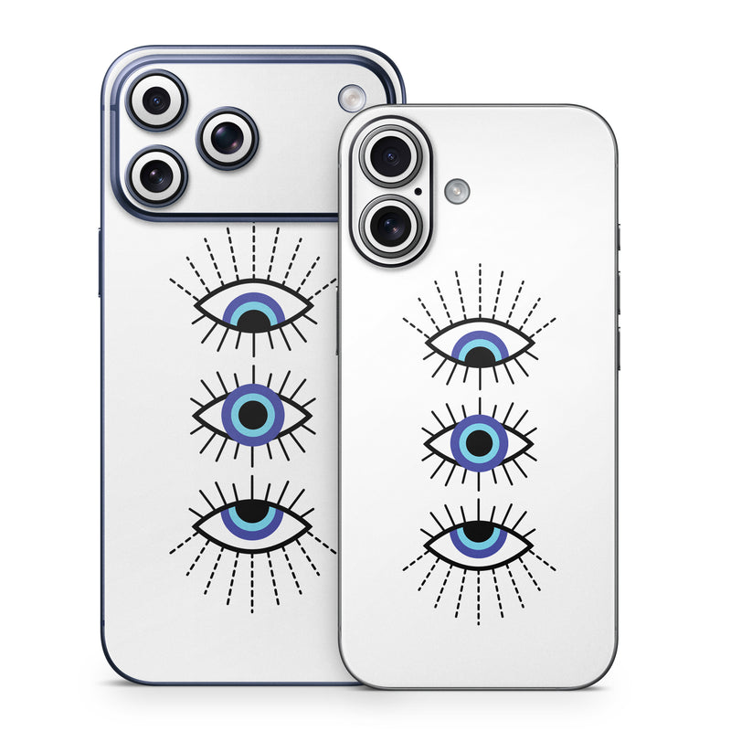 iPhone 17 Series Skin design of Eyebrow, Eyelash, Iris, Art, Font, Circle, Electric blue, Symmetry, Illustration, Graphics, with black, white, blue, purple colors