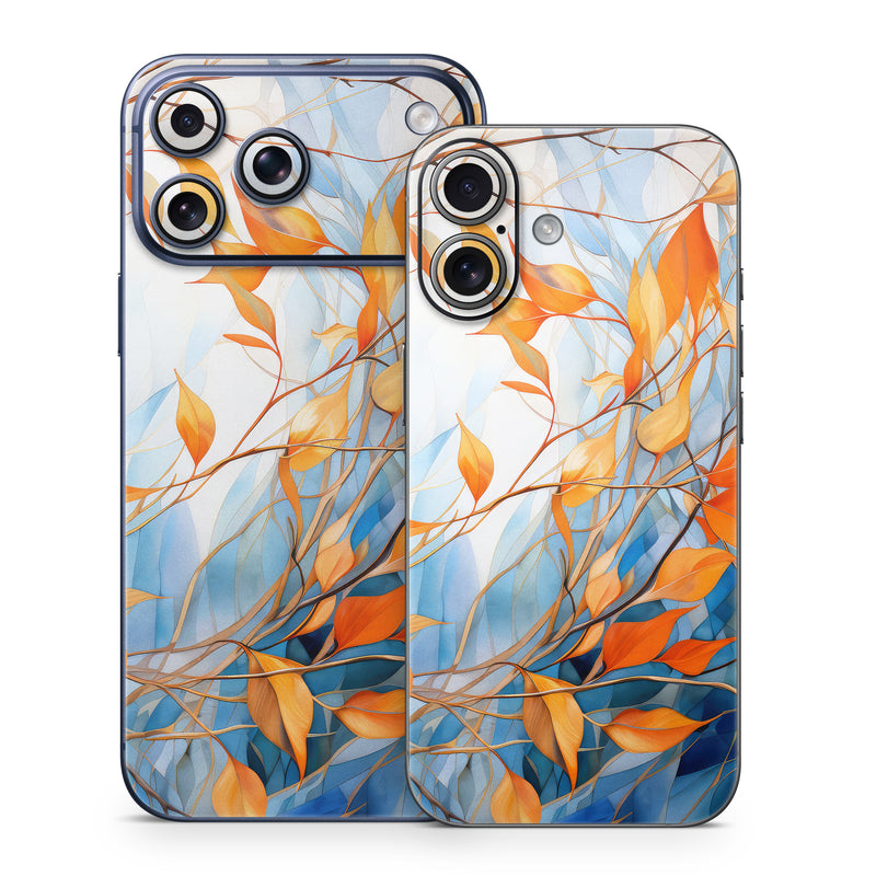 iPhone 17 Series Skin design of Plant, Amber, Twig, Branch, Orange, Vegetation, Natural landscape, Tree, Woody plant, Deciduous, with yellow, orange, red, blue, white, purple colors