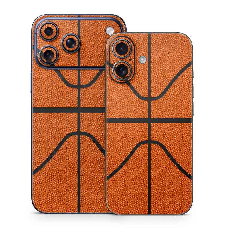 iPhone 17 Series Skin design of Orange, Basketball, Line, Pattern, Sport venue, Brown, Yellow, Design, Net, Team sport, with orange, black colors