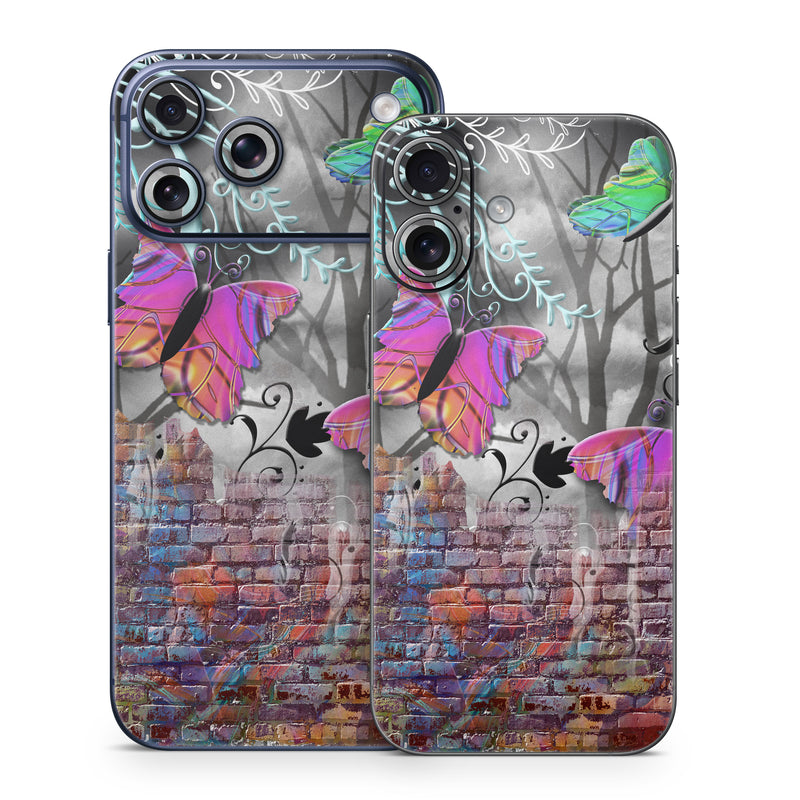 iPhone 17 Series Skin design of Purple, Graphic design, Art, Pattern, Graffiti, Organism, Street art, Wall, Font, Illustration, with red, black, gray, purple, orange, blue, green colors