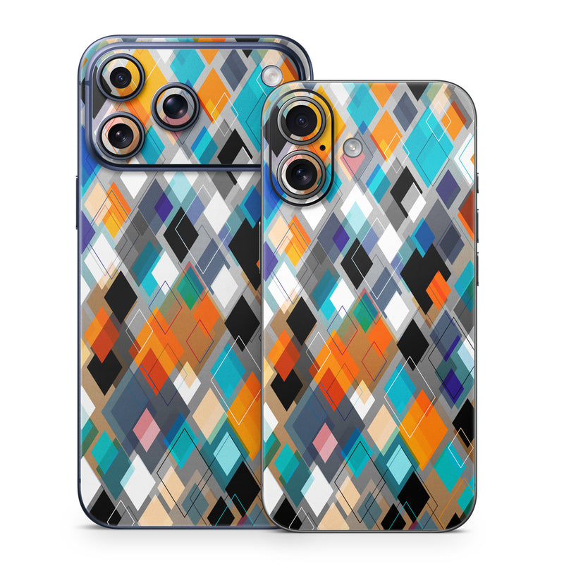 iPhone 17 Series Skin design of Pattern, Line, Design, Colorfulness, Plaid, Tints and shades, Textile, Symmetry, Square, with black, blue, red, orange, white colors