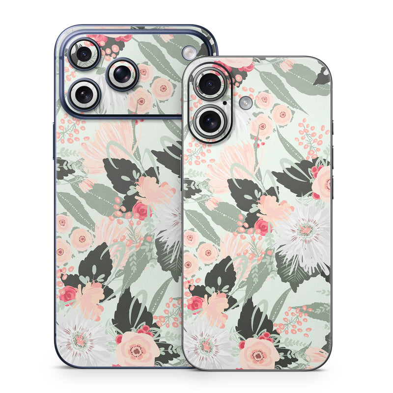 iPhone 17 Series Skin design of Pattern, Pink, Floral design, Design, Textile, Wrapping paper, Plant, Peach, Flower, with green, red, white, pink colors