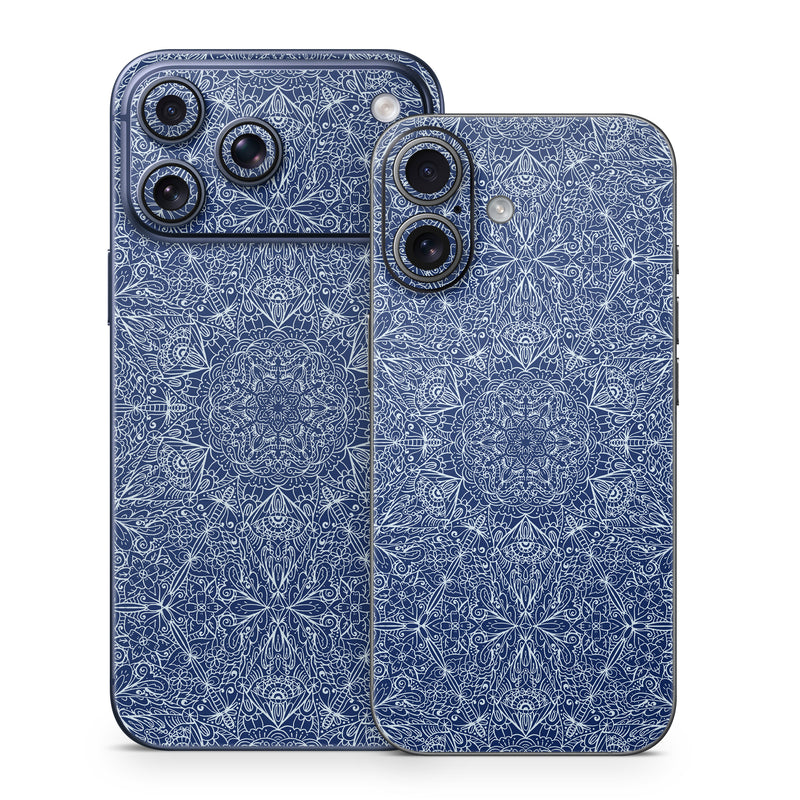 iPhone 17 Series Skin design of Blue, Pattern, Azure, Cobalt blue, Design, Textile, Electric blue, Wallpaper, Symmetry, with blue, white colors