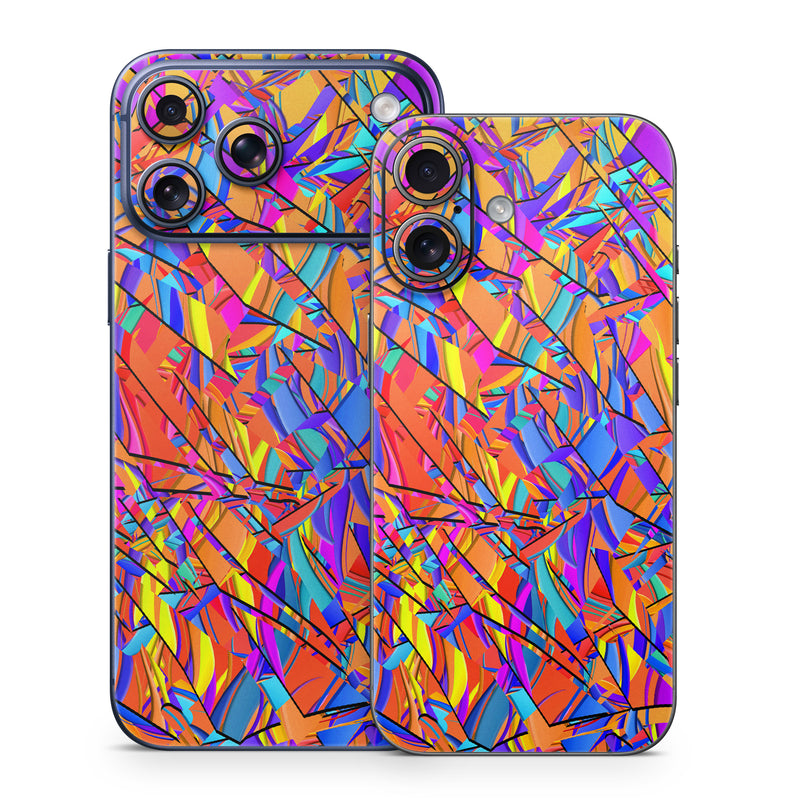 iPhone 17 Series Skin design of Pattern, Psychedelic art, Line, Visual arts, Art, with orange, yellow, blue, purple, pink colors