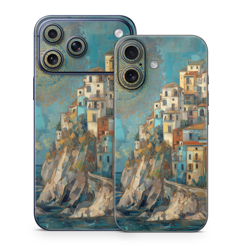 iPhone 17 Series Skin design of Blue, Visual arts, Paint, Painting, Art Paint, Watercolor painting, Village, Modern art, Mural, Acrylic paint, with blue, yellow, white, gray, red, blue, pink, green colors