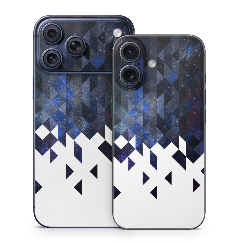 iPhone 17 Series Skin design of Text, Pattern, Graphic design, Font, Purple, Design, Line, Triangle, Logo, Graphics, with black, blue, white colors