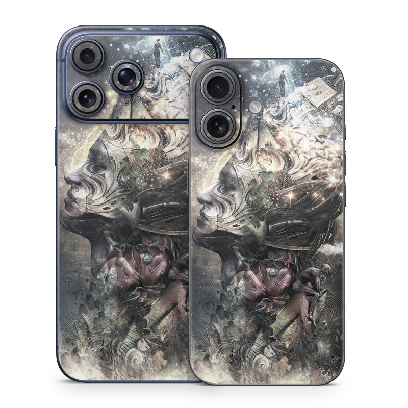 iPhone 17 Series Skin design of Space, Cg artwork, Art, Sky, Darkness, Illustration, Graphic design, Outer space, Graphics, Animation, with white, black, gray, yellow colors