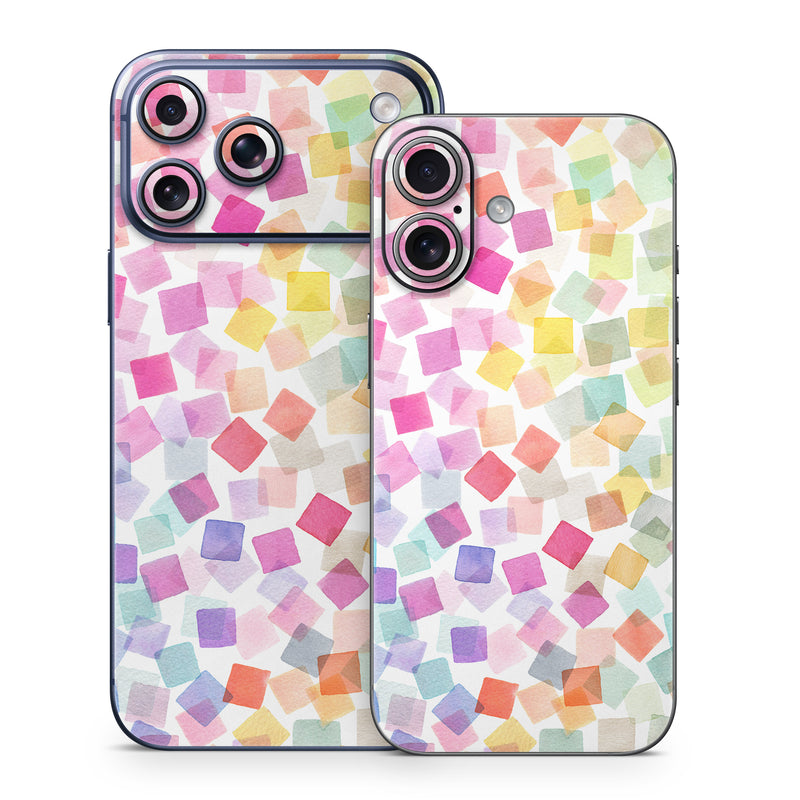 iPhone 17 Series Skin design of Pink, Orange, Wrapping Paper, Art Paper, Pattern, Triangle, with white, pink, red, orange, yellow, blue, green, purple colors