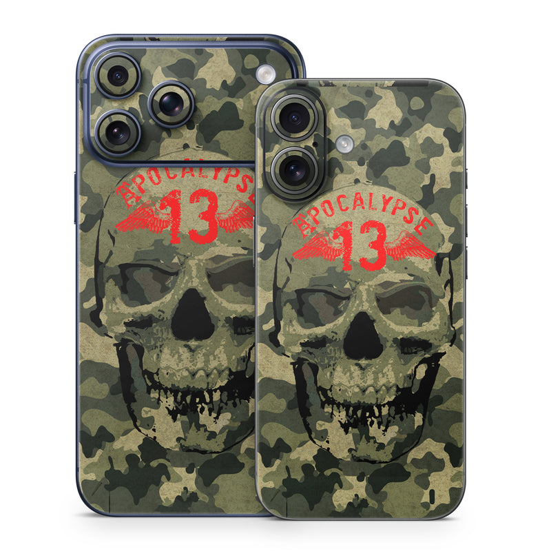 iPhone 17 Series Skin design of Bone, Jaw, Art, Font, Skull, Snout, Visual arts, Pattern, Graphics, Graphic design, with black, green, red colors