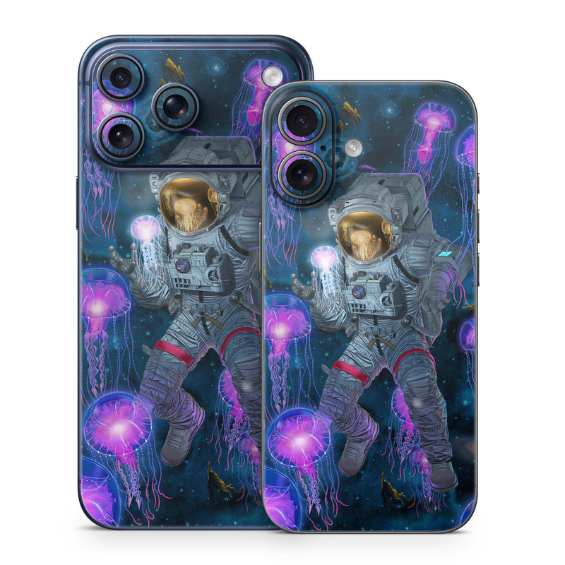 iPhone 17 Series Skin design of Light, Blue, Purple, World, Astronaut, Art, Astronomical object, Space, Cg artwork, Electric blue, with black, blue, gray, white, purple, yellow, red, brown colors