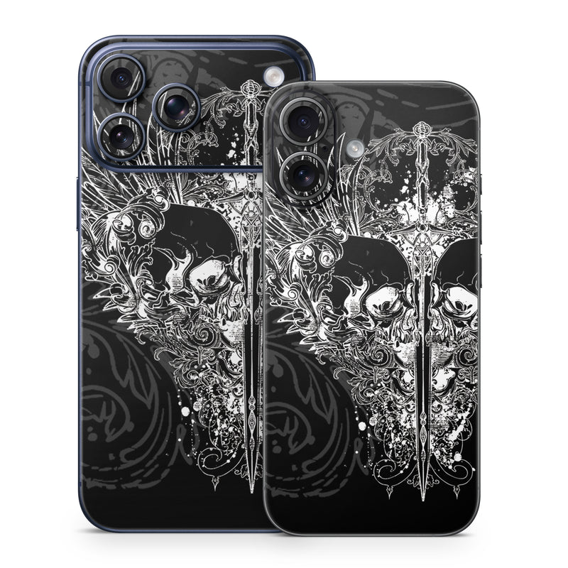 iPhone 17 Series Skin design of Illustration, Art, Design, Monochrome, Graphic design, Pattern, Fictional character, Skull, Black-and-white, Graphics, with black, gray colors